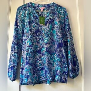 Lilly Pulitzer 100 % Silk  Blouse Top Size XS
